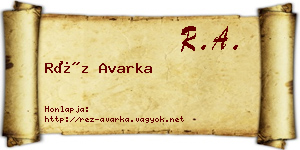 Réz Avarka névjegykártya